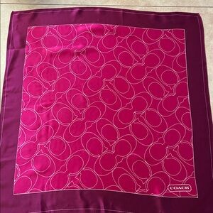 Coach Burgundy & Dark Pink Silk Square Scarf